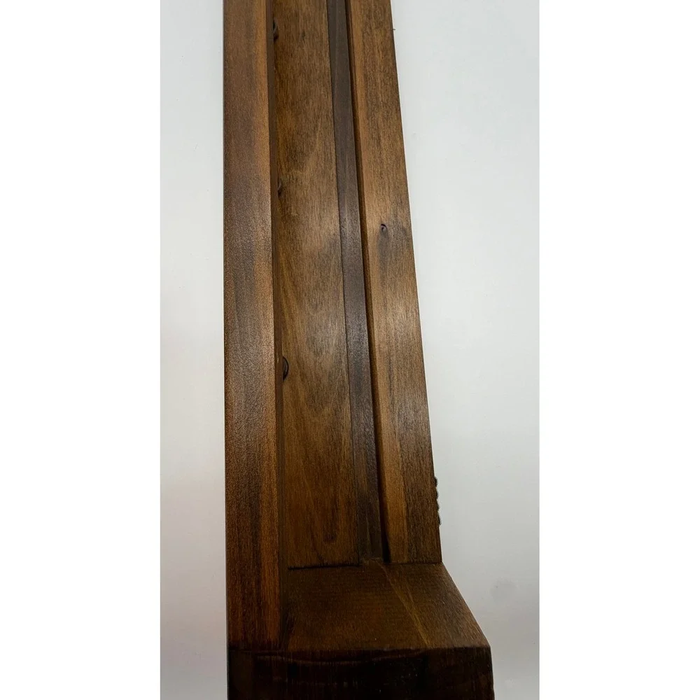 Vintage Dark Wood Spice Rack Wall Mount Gallery Rail Display Shelf 24 Inch